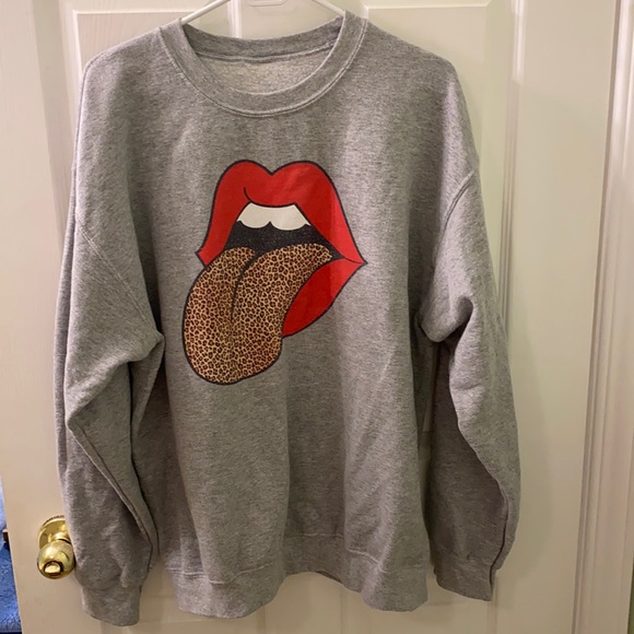 Grey Rolling Stone Sweatshirt Leopard - Picture 1 of 1
